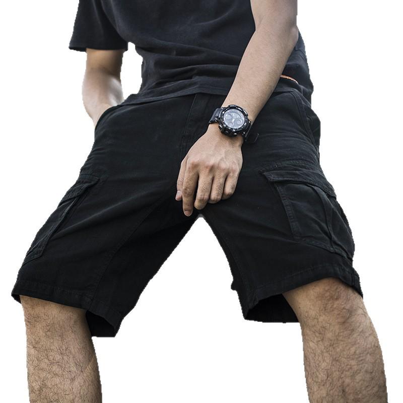 2025 Summer Men's Multi-Pocket Cargo Shorts - Trendy Japanese Style, Versatile Mid-Length Casual Outerwear