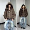 Unisex Double-sided Leopard Print Cotton Jacket & Eagle Leather Reversible Winter Outerwear