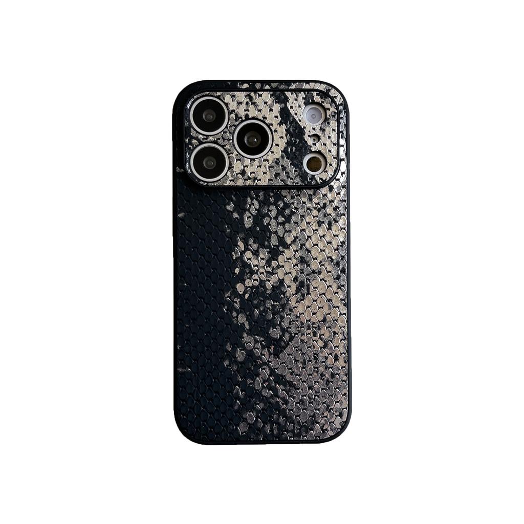 High-end Electroplated Gold-Stamped Snake Pattern Case for iPhone 16 Pro Max, Apple 17, 15/14 with Large Viewing Window