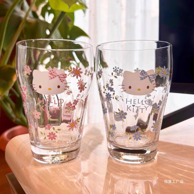 

Cute cat glass cup cartoon high-value cold drink juice milk coffee drinking cup