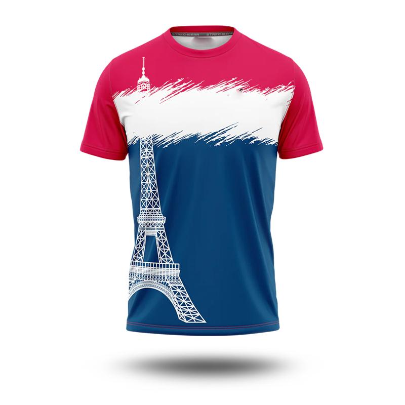 Camiseta con Bandera de Francia para Hombre Rayas Simples Estampado 3D Manga Corta Camisetas Camiseta Deportiva Cómoda Transpirable
