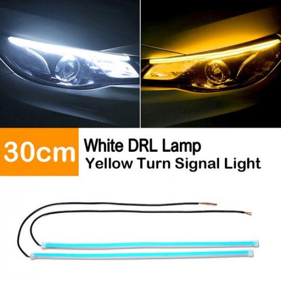 2X White 30CM Car Flexible Tube LED Strip Daytime Runnning DRL Light Headlight