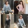 Women's Plus Size Square Collar Long-Sleeve Slimming T-Shirt for Spring