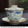 Handgefertigte Keramik Gaiwan Chinesische Teetasse Handbemalte Blumen Sancai Tee-Terrine Reise-Teeschale Porzellan Teegeschirr Set Zubehör