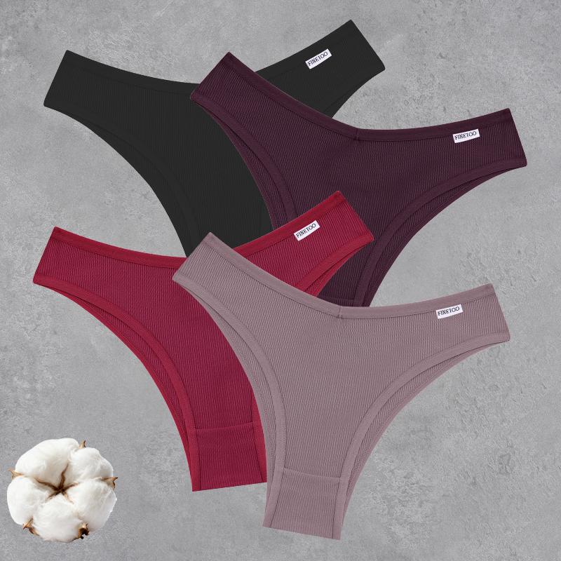 4PCS Seamless Cotton Bikini Panties For Women Sexy Low Waist Breathable Brazilian Pants Female Soft Intimate Lingerie