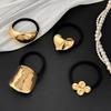 Vintage Metal Geometry Hair Bands Rope for Women  New Trendy Gold Color Elastic Ponytail Holder Headwear Hair Accessories