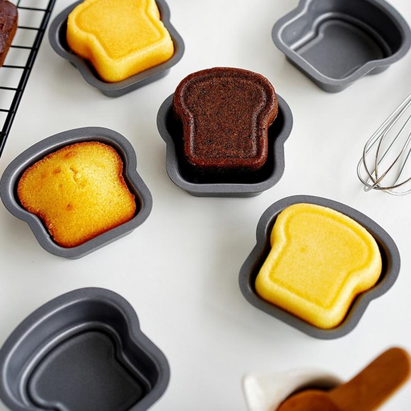1/6Pcs Toast Bread Pattern Carbon Steel Cake Mold Madeleine Muffin Cake Pan Jam Sandwich Dessert Kitchen Accessories Gadgets