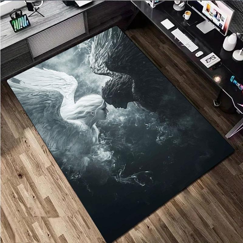 Angel and Demon Rug - Home carpet Office Decorative Carpet For Living Room Bedroom Door Mat Floor Rug Computer Chair Area Rug