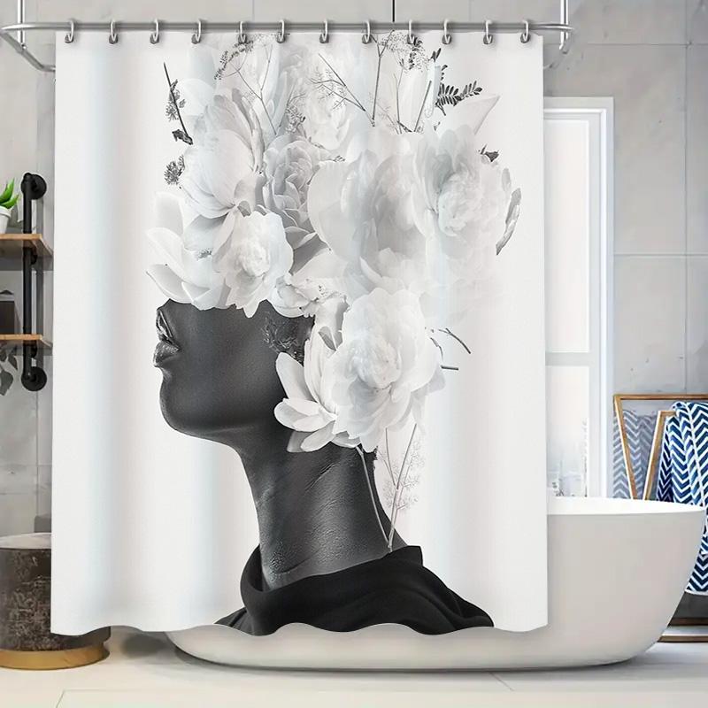 

Floral Shower Curtain Botanical Pattern Bathroom Decor Nature Plants Greenery Washable Fabric Waterproof Modern Style Home Decor W60H190(CM)-1 Pcs