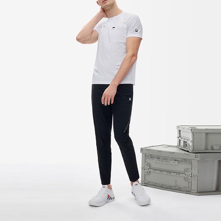 Fila Logo Label Mid Rise Fitted Knit Sports Pants Men Bottoms Black A11M221613F-BK