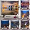 Scenic Spots City Building Night Scene Tapestry Muslim Tapestry Lighting Aesthetics Tapestry Living Room Room Home Decoration