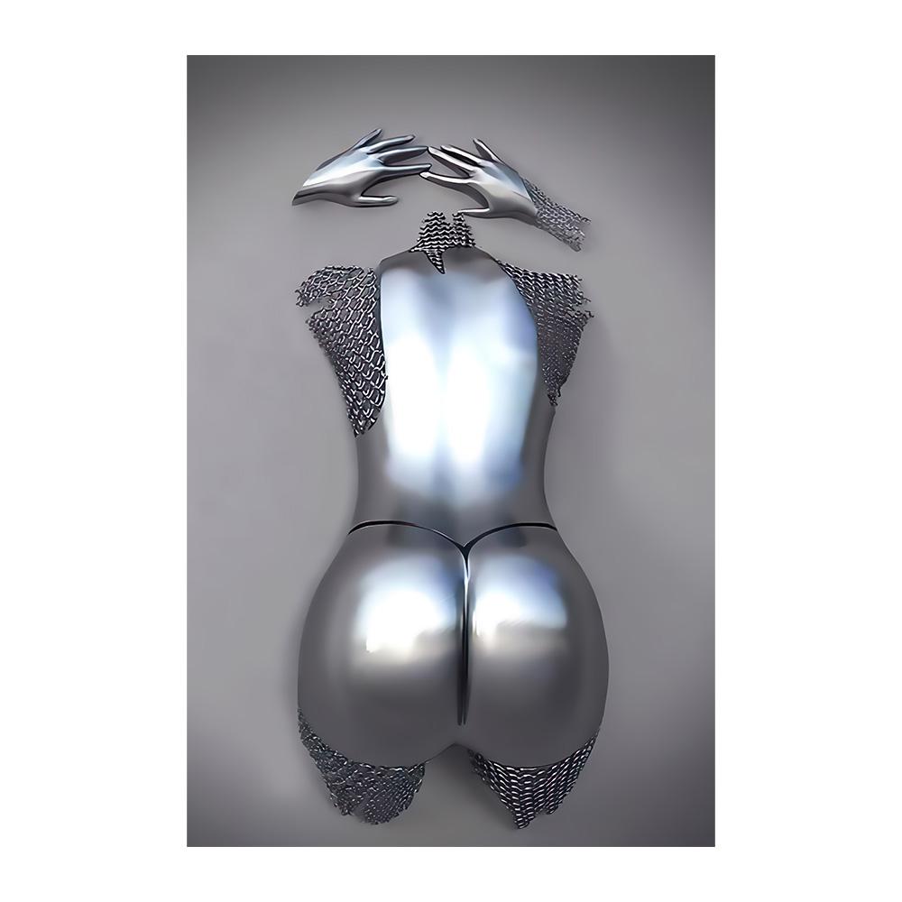 Gold and Silver Figure Statue Canvas Painting Poster Prints Romantic Lovers Pictures Modern Wall Art Home Decor