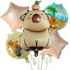 5 stücke Cartoon Capybara Aluminium Film Ballon Set Nette Kapibala Kinder Geburtstag Party Dekore Liefert Baby Dusche Luft Globos