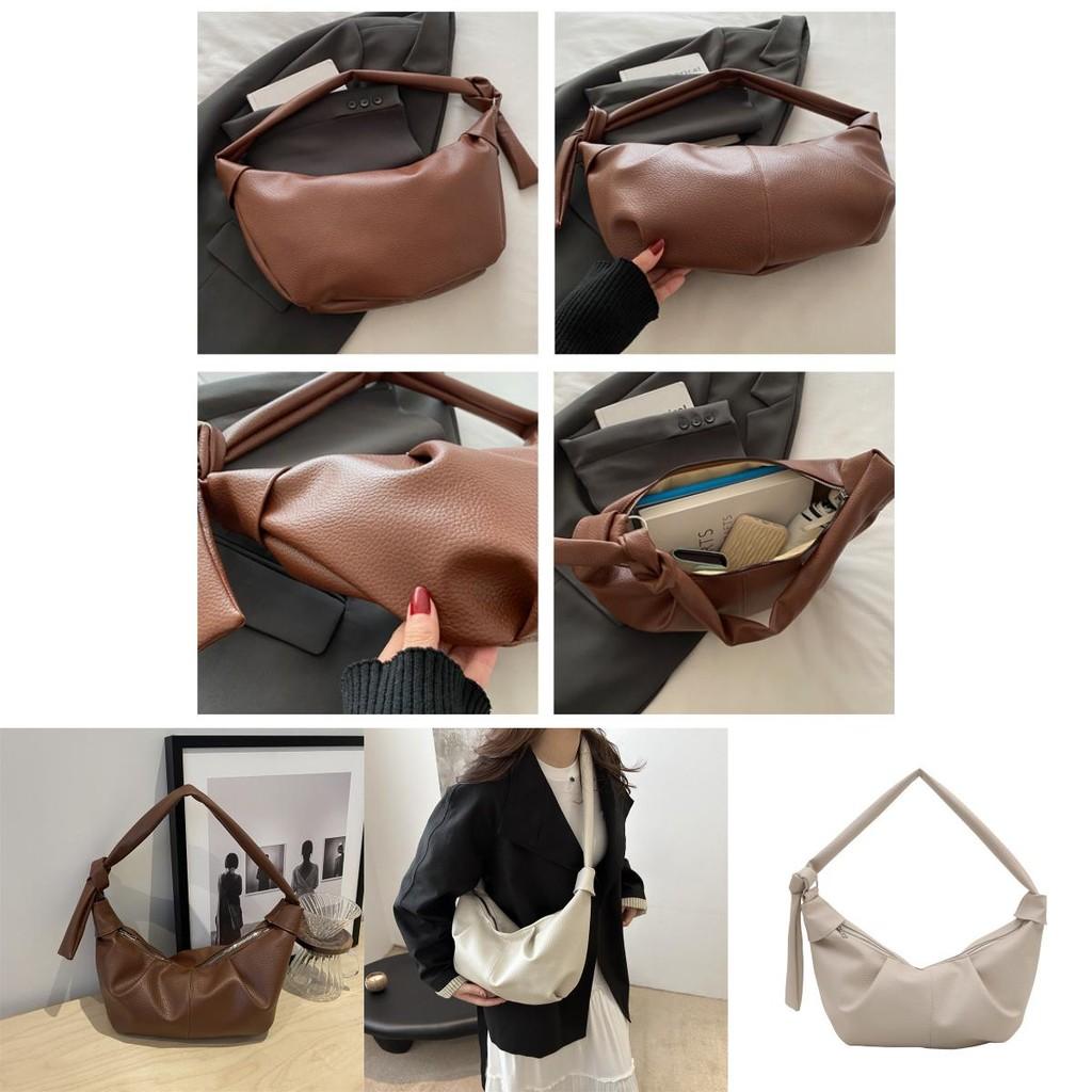 Fashionable Large Pu Dumpling Shoulder Bag With Pleated Design And Soft Texture