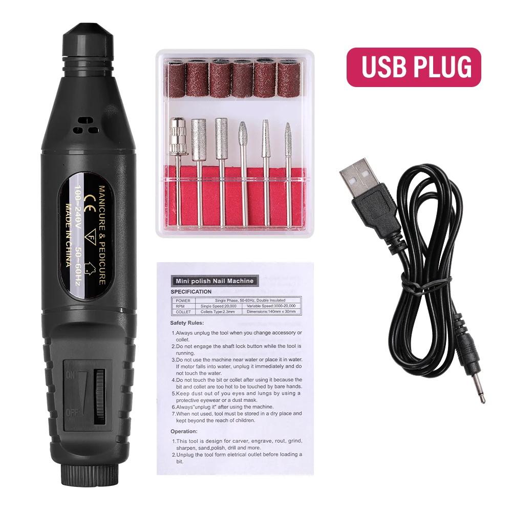 

Высококачественный набор машинок для маникюра и педикюра Электрический аппарат для шлифовки ногтей Инструменты для снятия гель-лака Фрезер Маникюрные принадлежности чёрный
