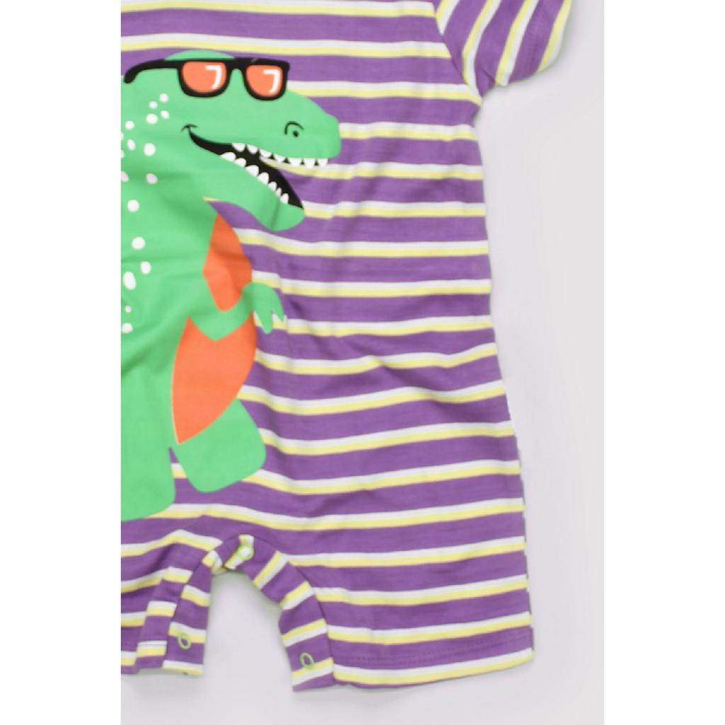 Sommer Baby Baby gekämmt 100 % Baumwolle gestreift Dino bedruckte Unterseite mit Skhpit Overall 11005