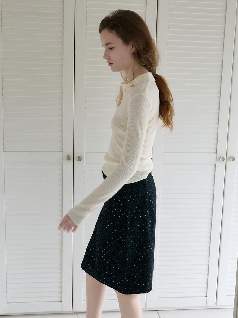 Elssibeui Soft Chevron Collar Knit_Cream