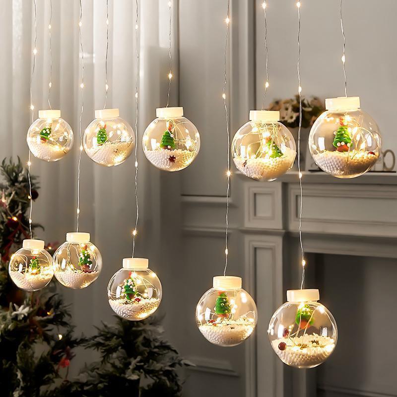 LED Christmas Curtain Lights - Santa Claus & Snowman String Lights Holiday Window Decoration