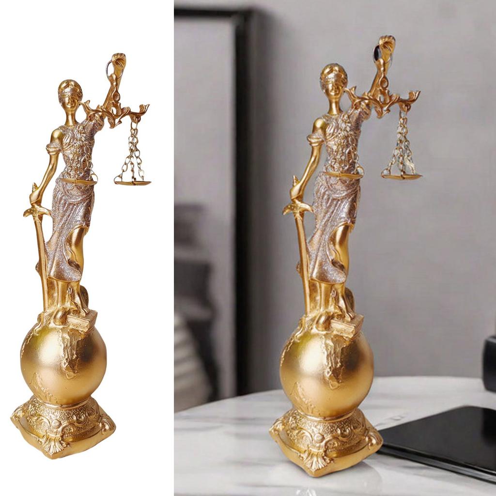 Blind Law Goddess Statue Resins Lady Justice Sculpture with Scale Greek Roman Fairness Figurine Ornament Gift for Lawyer