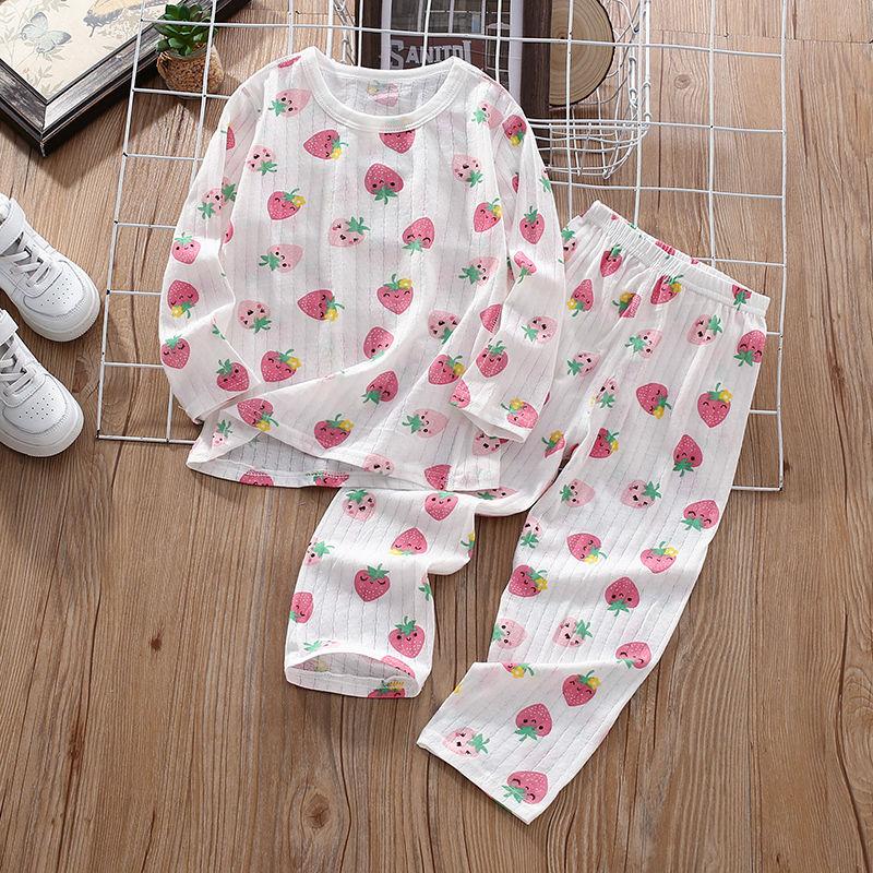 Dziecięcy Zestaw Żakardowy Chłopięcy i Dziewczęcy Letni Cienki Ubrania Domowe Dziecięce Wiosenno-Jesienne Ubrania Klimatyzacyjne Rękaw Siedem ósmych