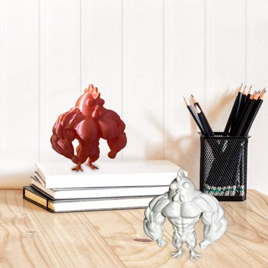 Muscle Chicken Statue 3D Desktop Chicken Ornament Muscular Rooster Hen Figurine for Home Farmhouse