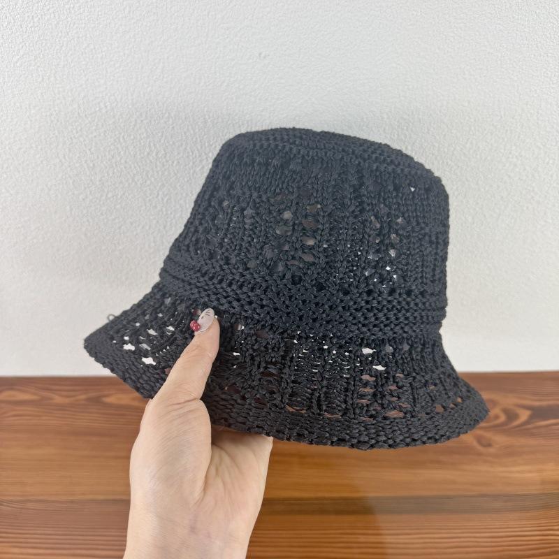 Chapeau de paille pour femme Respirant Évidé Été Vacances au bord de la mer Protection solaire et Ombrage Chapeau Chapeau de pêcheur tricoté