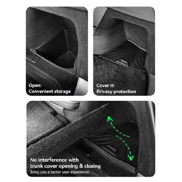 YZ For Tesla Model YL Car Trunk Side Storage Box Flocking TPE Cover Mat Partition Board Stowing Space Organizer Storage B