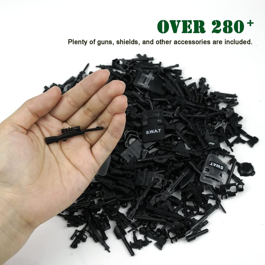 Części Broń Wojskowa II Wojna Światowa Sprzęt Operacyjny Armii Akcesoria Żołnierz SWAT Pistolety i Pancerz Kompatybilne z Głównymi Zabawkami dla Chłopców Ponad 280 Części, Zestaw, Figurki,