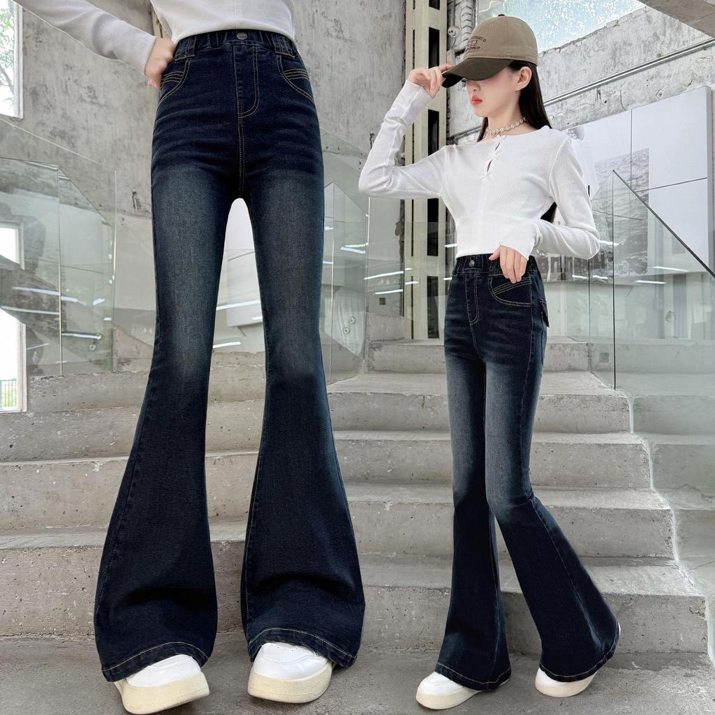 Dívčí přechodové rozšířené podzimní strečové džíny - Dětská móda 2025