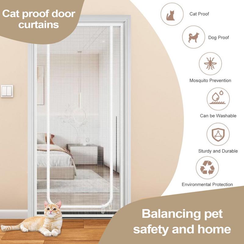 Pet Screen Door Adjustable Pet Gate Screen 35.43X86.61Inches Portable Zippered Protector For Convenient Access Openings bianco