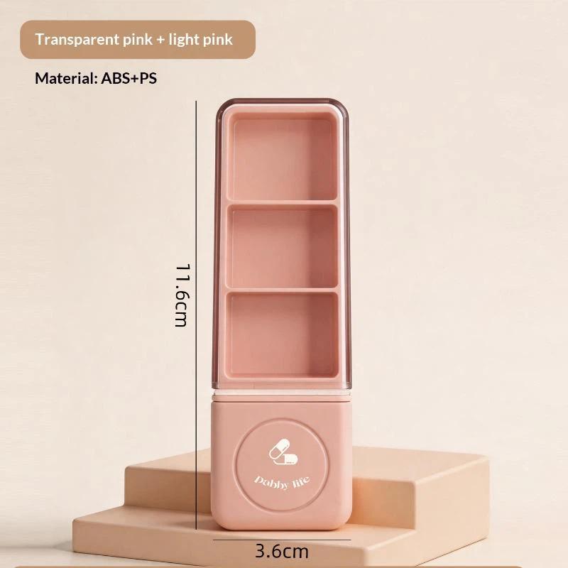 Portable Pill Organizer Integrated Pill Cutter Airtight Moisture-proof Small Pill Case for Students Dorm Daily Medication Storage