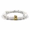 European & American Zirconia Crown Bracelet with Volcanic Stone & White Pine Beads