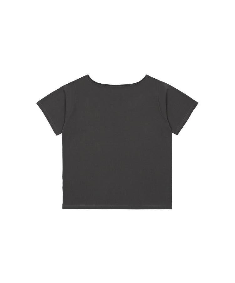 Eonibeu Low Cut Off Shoulder T-Shirt Charcoal