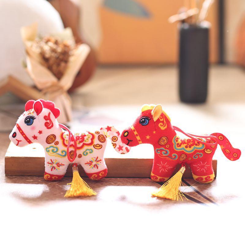 Cute Lifelike Animal Year Horse Mascot Stuffed Doll Pendant Backpack Hanging Ornament