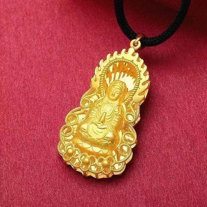 Vietnamese Sand Gold Maitreya Buddha Pendant Necklace for Men & Women