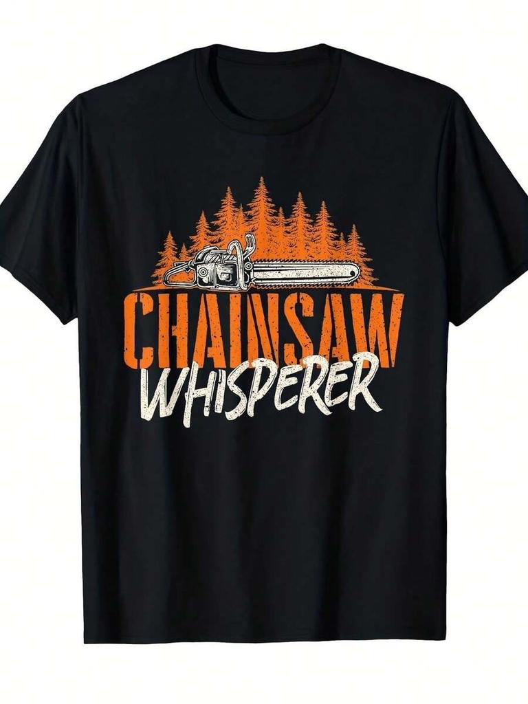 Unisex Chainsaw Whisperer Graphic Tshirt Funny Logging Woodworking Design With Chainsaw Forest Print Retro Lumberjack Logger Woods