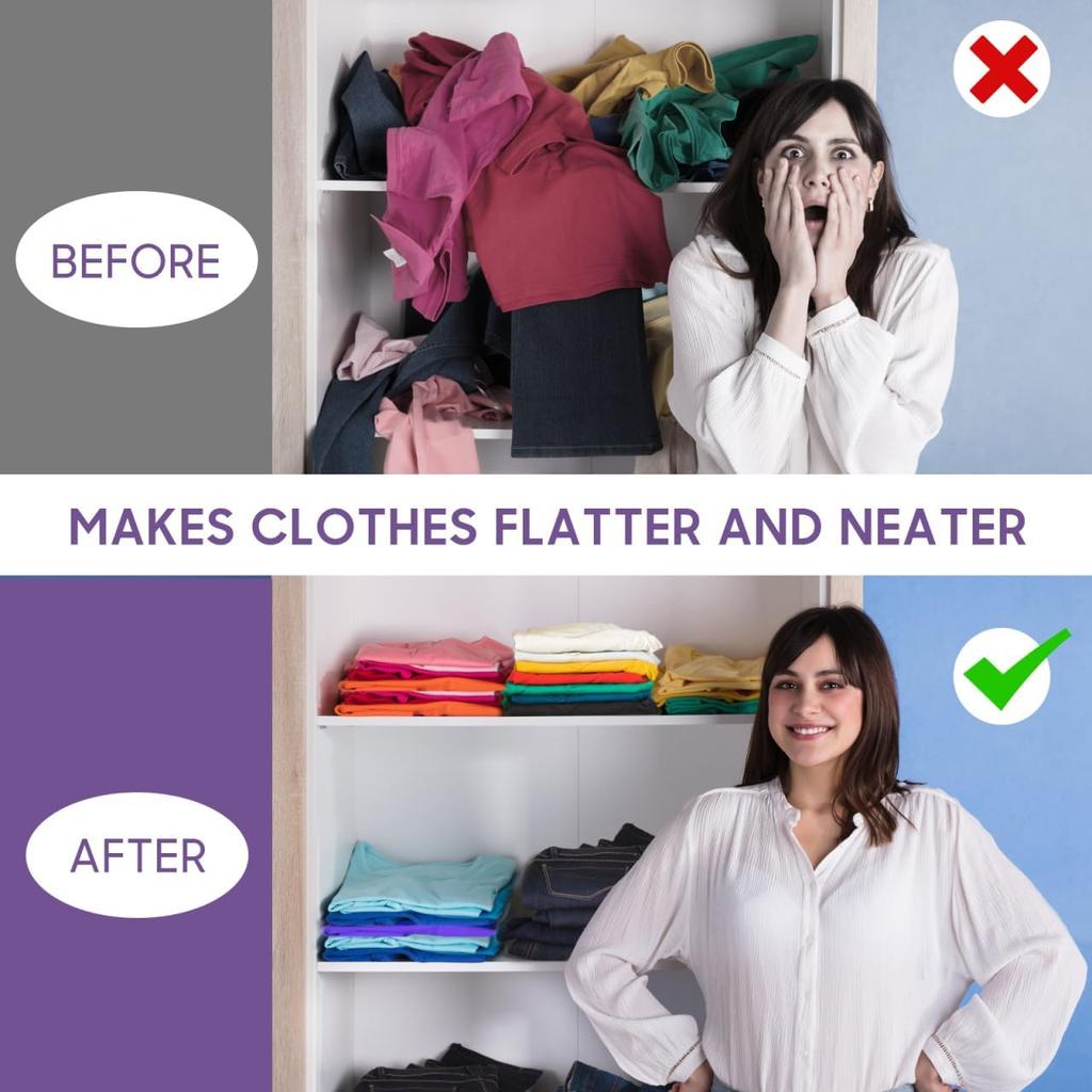 2 Pcs Shirt Folding Board, Portable Clothes Folder Plastic Laundry folders for Travel Adult White