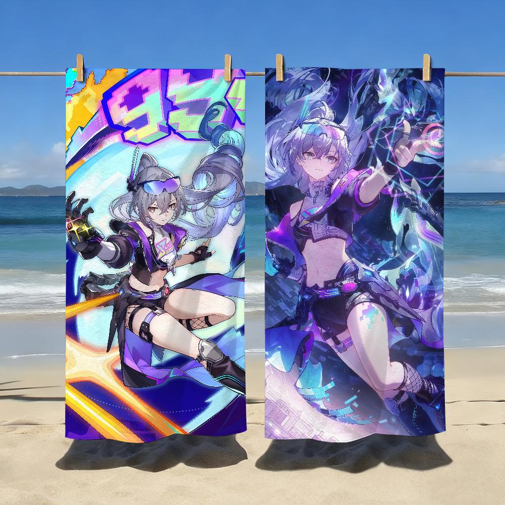 Silberner Wolf Honkai Star Rail Spiel Handtuch Sport Schnelltrocknend Reise Camping Ausrüstung Sandfest Weich Leicht Großes Strandtuch