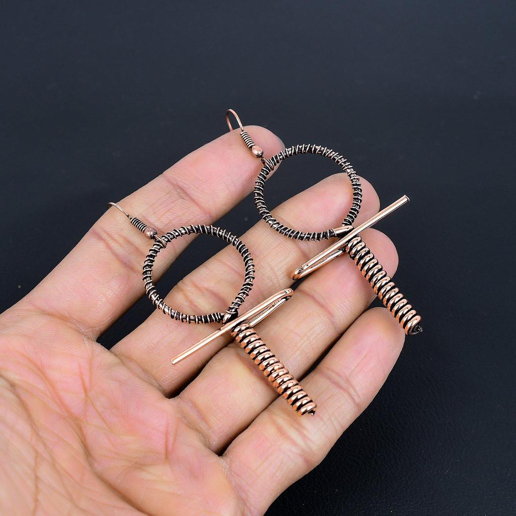 Designer Copper Earrings, Handmade Gemstone Earrings Jewelry, Gifts For Wife Brand New Earrings