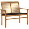Day and Night - Day and Night Solid Teak Wood Garden Bench with Black Cushion 112 Cm
