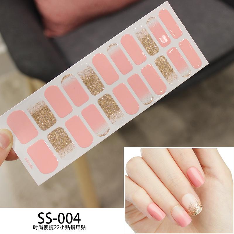 22pcs Sheet Laser Bronzing Full Cover Nail Stickers Long Lasting Tearable Cute Nail Art Wraps Design