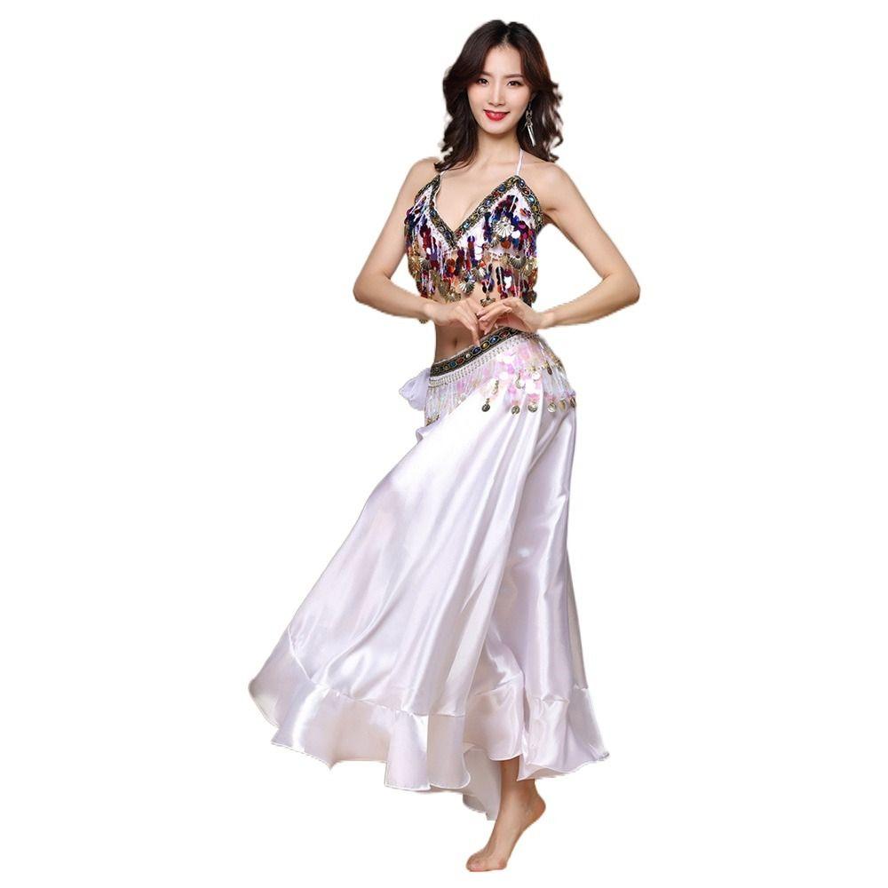 Tassels Show Costumes Hip Scarf Performance Top Belly Dance Costumes Dancer Skirt Halter Bra