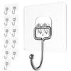 Pack of 12 Wall Hooks, 10kg Weight Capacity, Adhesive Hooks, Non-Scratch, Waterproof, Moisture-Proof, 7x7cm Large, Clear, Includes Japanese Instructio