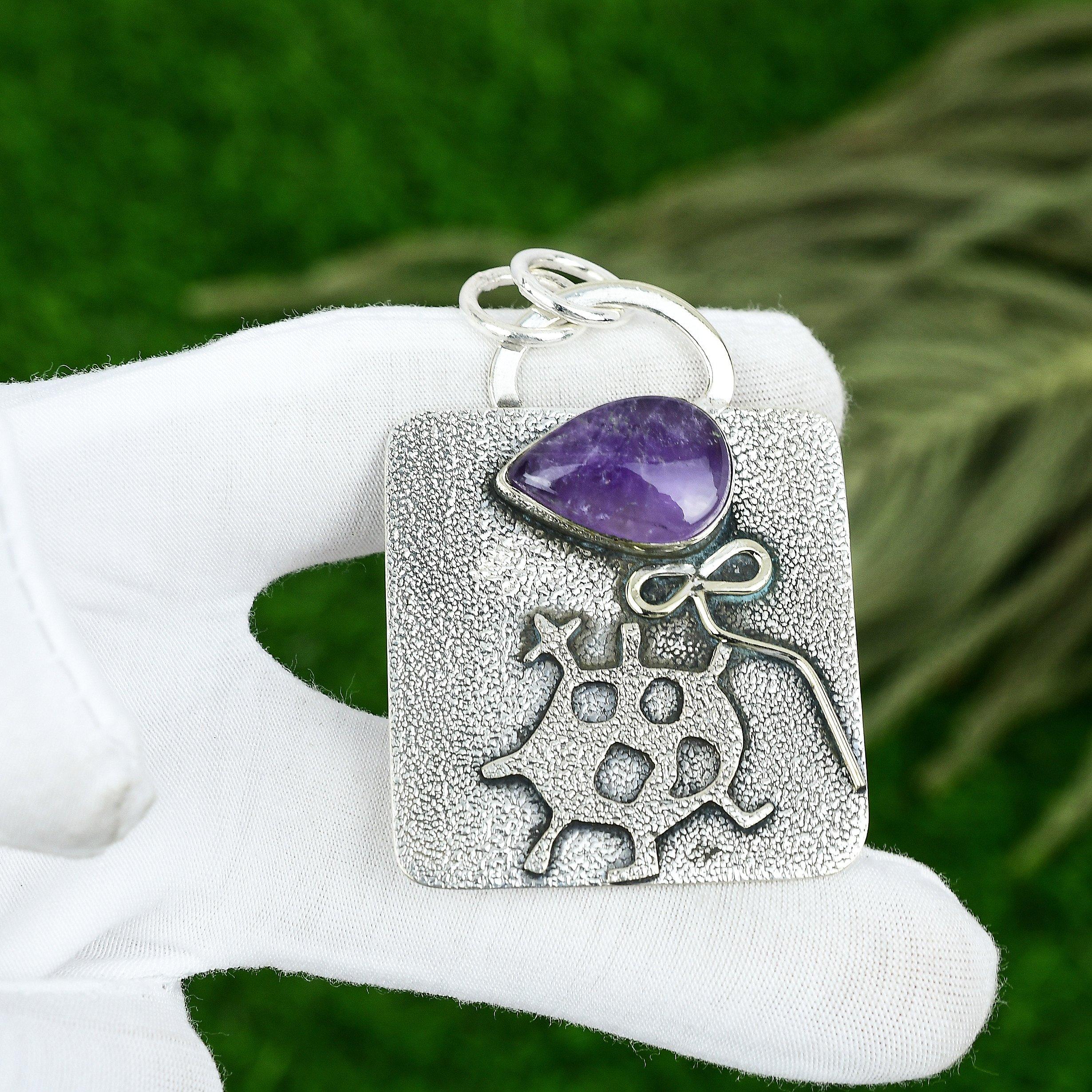 Friendship Day Sale Natural Star Amethyst Sterling Silver Bezel Boho New Pendant