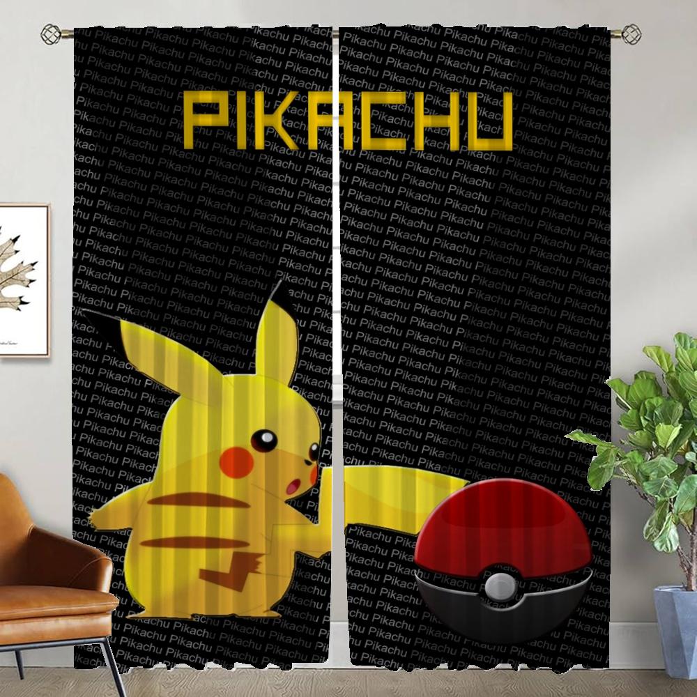 Home Interior Curtains 2 Pieces P-pokemones Curtains Child Room Window Curtain Shades Partition Halloween Decoration Living