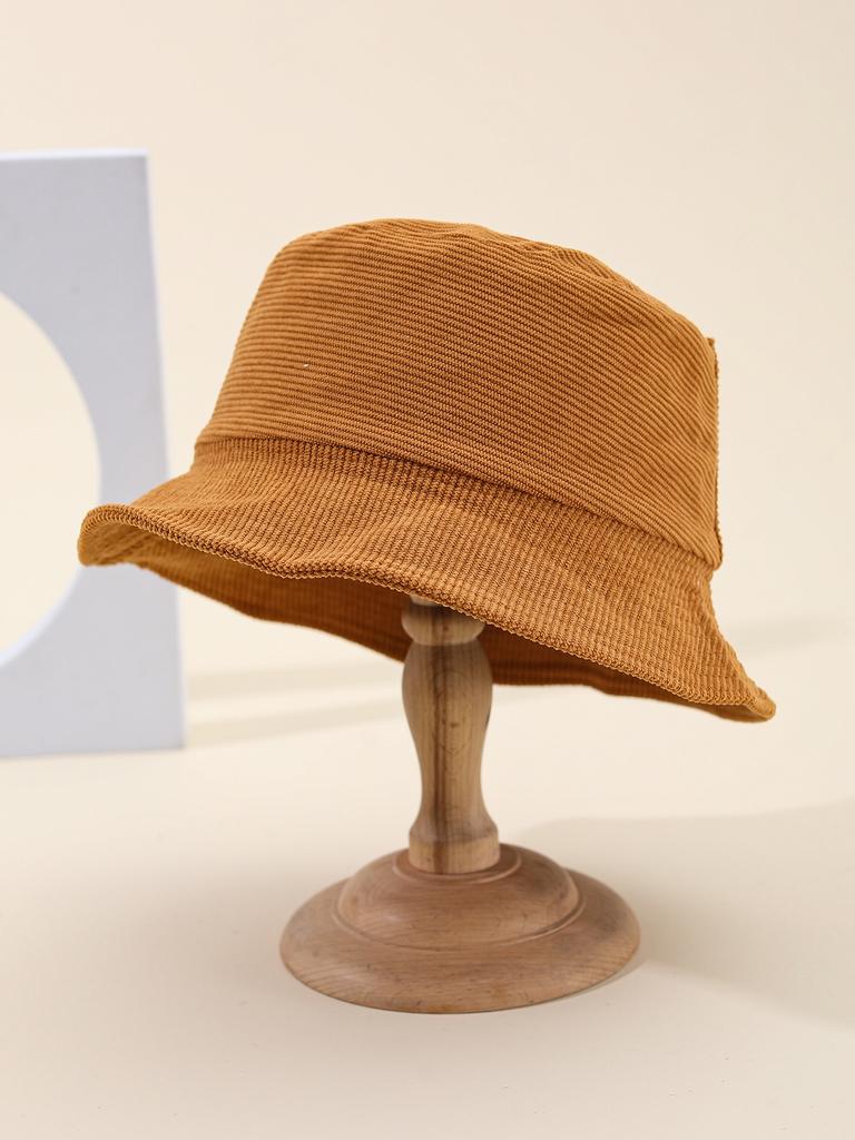 Women's Retro Autumn Winter Hats Corduroy Bucket Hat Outdoor Casual Style With Sunshade For Cold Weather New Foldable New