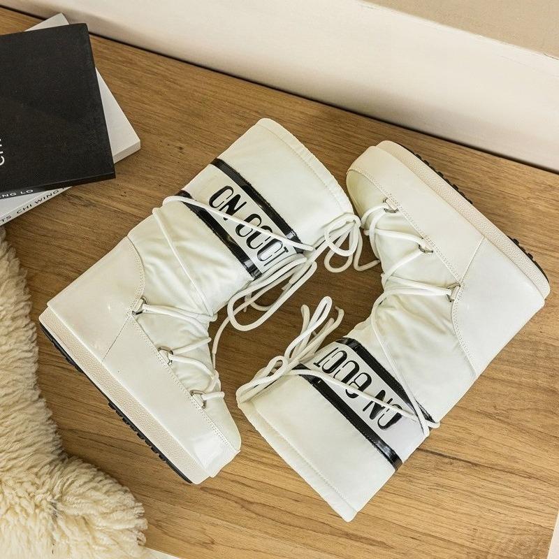 Cizme de iarnă Mărimea 35-40 Femei Cizme de zăpadă Până la jumătatea gambei Impermeabile Anti-alunecare Termice cu platformă pentru vreme rece Căptușite cu pluș cald