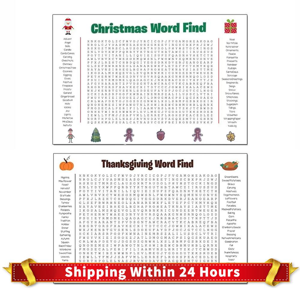 Jumbo Thanksgiving Christmas 31.5x20in Wall Game Holiday Fun Family Activity for Christmas Word Scavenger Puzzle Decor