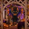Cute Animal Themed Gift Halloween Bat Cat Suncatcher, Stained Glass Style Acrylic Sun Catcher, Gothic Home Wall Ornament Black Hanging for Window