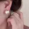 Elegant French Polka Dot Cotton Pearl Earrings - Retro, Luxurious, and Stylish